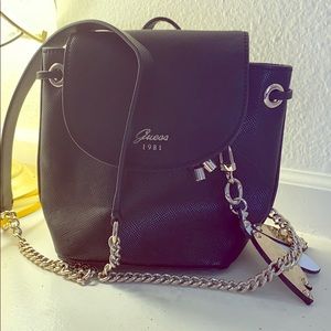 Guess mini black bucket bag